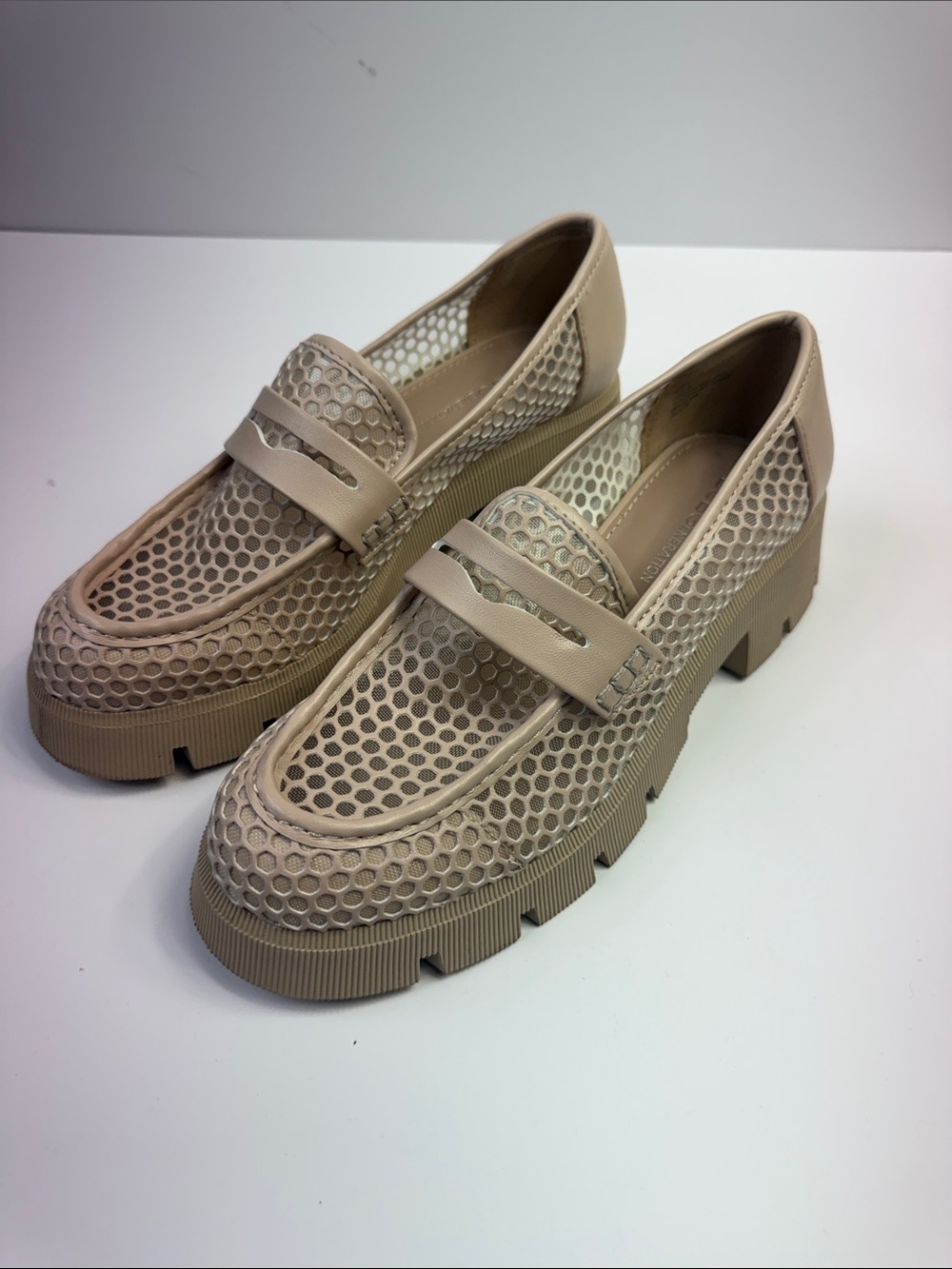 BCBGeneration Taupe Mesh Platform Loafers